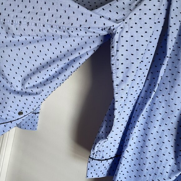 J.Crew End-On-End Blue Swiss Dot Long Sleeve Pajama 2 Piece Set Size M Top Pants - Picture 7 of 15